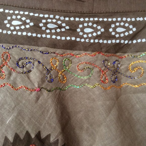 Funky People NWT Multicolor Embroidered Metallic Stitch Celestial Skirt Medium - Picture 4 of 9